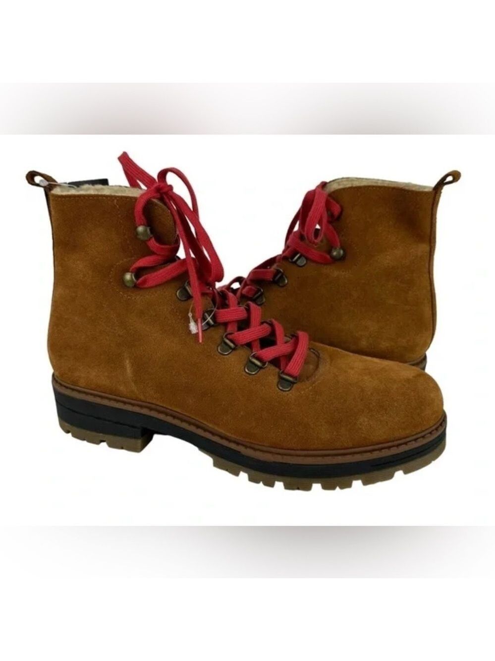 Avellini Suede Hiking Boots With Genuine Shearling Lining Made In Spain sz39/us8